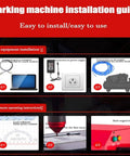 Marking machine installation guide showing steps for easy setup of No Sweat Operation Pneumatic Handheld Dot Peen Marking Machine.