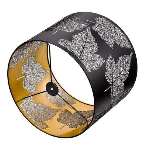 Metal Etched Drum Lamp Shade With Dope Leaf Pattern For Table And Floor Lamps Large 12 By 14 By 10 Inch Spider Fitter Harp Required
