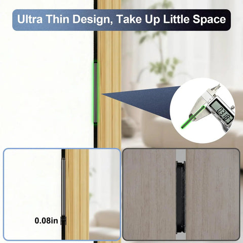 Ultra Thin No Drill Magnetic Cabinet Catch 15 Pack In Black Stainless Steel Heavy Duty Magnetic Latch showing ultra-thin design