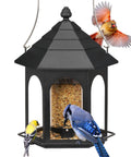 Durable Metal Bird Feeder For Outdoors Hanging With 3 Pound Seed Capacity, Squirrel Resistant And Rust Resistant, attracting birds