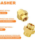 Durable Brass Union 3/8 NPT Female To 3/8 NPT Female Pipe Fitting with specs for plumbing, hydraulic lines, corrosion-resistant brass.
