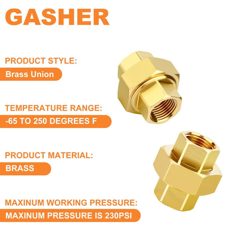 Durable Brass Union 3/8 NPT Female To 3/8 NPT Female Pipe Fitting with specs for plumbing, hydraulic lines, corrosion-resistant brass.