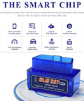 ELM327 OBDII Car Diagnostic Scanner With Bluetooth Pro Auto Code Reader for DIYers shown on user manual and smart chip features.
