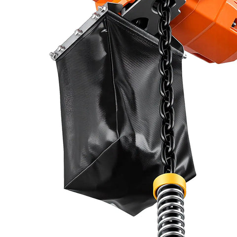 Heavy Duty 2200 Lbs Electric Chain Hoist With 10 Ft Lift, 120V Single Phase Motor, G100 Grade Steel Cable, chain and hoist bag detail.