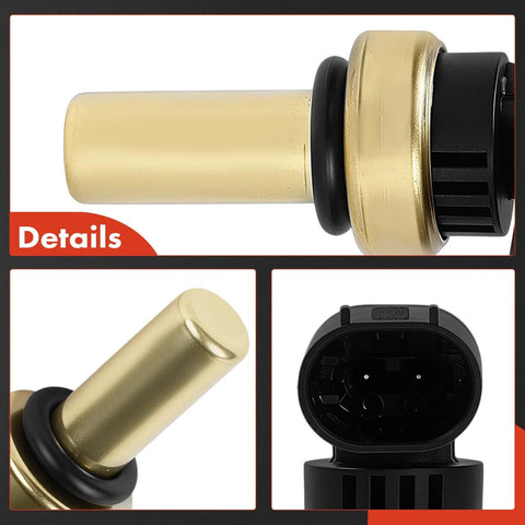 A-Premium engine coolant temperature sensor, front view, brass body, 2-pin connector