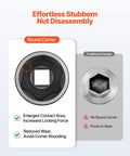 Comparison of round corner and traditional design sockets from Half Inch Drive 26 Piece Impact Socket Set With Shallow 6 Point Sockets In CR-V Alloy Steel, Metric 10mm To 36mm, Rugged Construction For Heavy Duty Jobs, Storage Cage Included, High Strength Tool Kit.