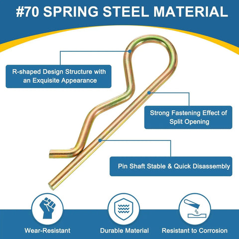 20 Pack 5mm X 100mm R Clips Hitch Pin Clips Colored Zinc Spring Steel Retaining Wire Hair Pins Cotter Pin Set