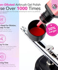 Airbrush Gel Nail Polish Set With 12 Vitality Colors Hema Free Dilution Free Non Acetone Formula Fine Mist kit in use