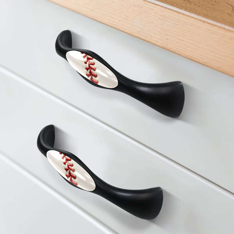 4 Piece Kitchen Cabinet Knobs And Pulls Baseball Line Texture Easy Install Handles on white drawers