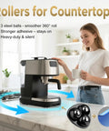 Self Adhesive Appliance Sliders 24 Pack Heavy Duty Furniture Movers For Kitchen Counter And Mini Appliances Easy Peel And Stick Roller Pads Slide With Zero Sweat under espresso machine on counter.