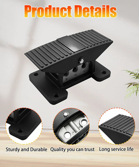 Five Way Three Position Pneumatic Foot Valve With One Quarter Inch NPT Thread Rubber Nonslip Pedal Switch in black detail