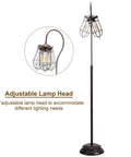 Industrial Floor Lamp With Adjustable Cage Shade, 62 Inch Tall Lantern Style Light In Brushed Reddish Bronze Finish, ETL Certified shown