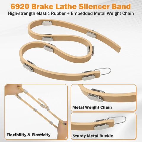 Brake Lathe Silencer Band For Ventilated Rotors Replacement Part Beefed-Up Quieting showing rubber band with metal weight chain