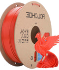 Red 1.75mm PLA Filament, 1kg Cardboard Spool, Low Warp, Odor Free, Clog Free, with a red phoenix 3D print sample