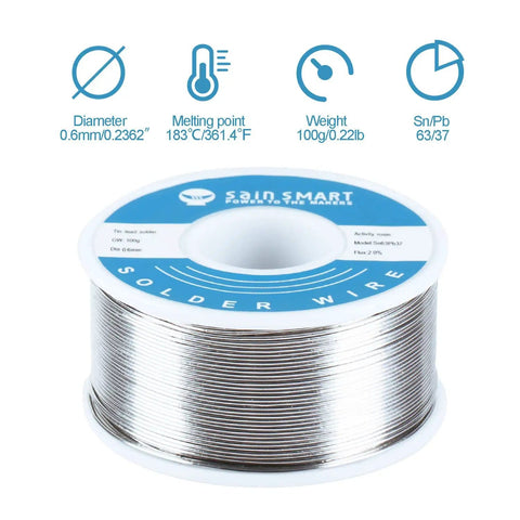 Leaded Solder Wire 0.6mm Sn63Pb37 With Flux Rosin Core For Electronics Soldering 100g Roll Low Melting Point Easy Flow And Gloss