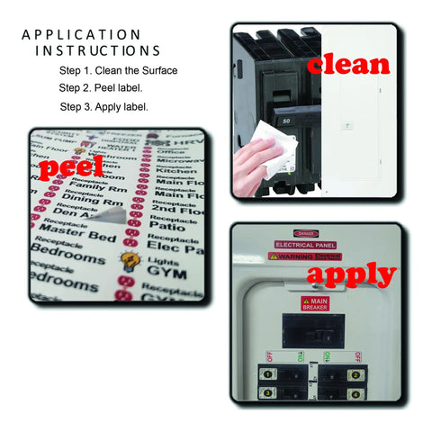 Ultimate All-In-One Electrical Panel Label Kit For Safe Home Wiring: 48-Circuit Directory application instructions