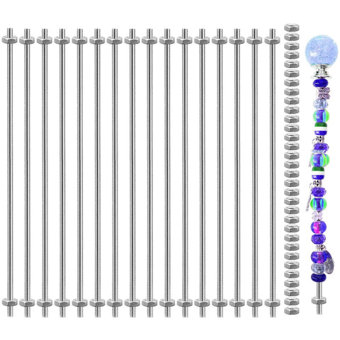 M4 Threaded Rods With Hex Nuts Kit 10 Inch 8 By 32 Inch Thread Size 48 Pack shown with colorful beads for garden decor.