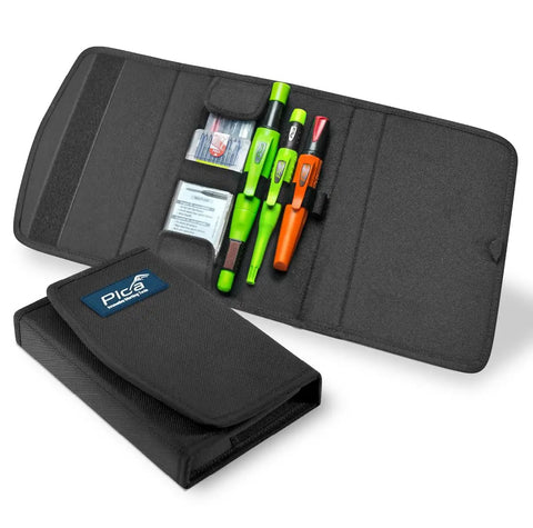 Stone Marker Pen Master Kit For Builders, Precision Marking Tool With Velcro Fastener, compact pen set with case open