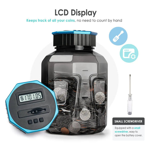 Oversized Piggy Bank For Adults And Kids With Digital Coin Counter, LCD Display Shows Total Amount, 2.4L Capacity