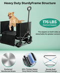 Collapsible Wagon Cart With Wheels 150L Foldable Grocery Wagon With Removable Side Walls 200Lbs Capacity for shopping and garden