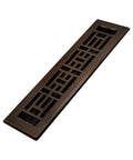 Oriental Style Floor Register 2x12 Inches Rubbed Bronze Finish Steel Decorative Grate For HVAC Ducts Durable Damper Airflow Control