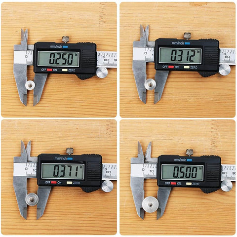 Pro Grade Dowel And Tenon Center Transfer Plugs Set For Accurate Hole Transfer And Center Marking Includes One Quarter Inch Five Sixteenths Inch Three Eighths Inch And One Half Inch Sizes Eight Piece Kit With Internal Centering Pin And Scribe Point measuring calipers
