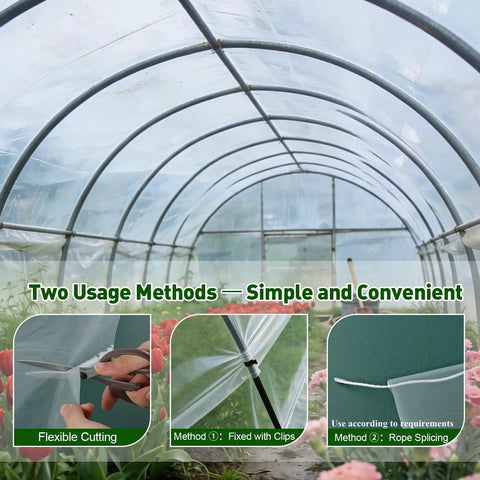 Greenhouse Plastic Sheeting 6.5 ft by 5.9 ft Clear Polyethylene Film For Outdoor Plants Gardens Farms And Agriculture Waterproof Windproof Frost Protection Built To Last Tear Resistant Cover