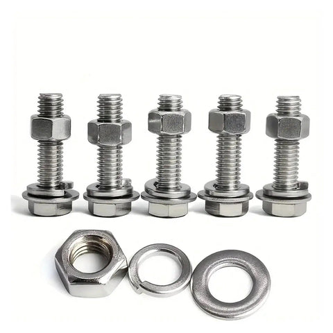 All In One 496 Piece Stainless Steel Hex Head Bolt And Nut Kit For Home Shop And Auto Use with bolts and washers displayed