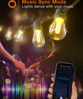 96ft Smart Outdoor String Lights With Remote And App Control Dimmable Patio Lit Vibe Lights With 30 Waterproof Edison Bulbs Music Sync