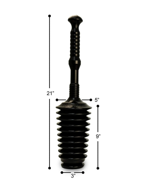 Heavy Duty Toilet Plunger Kit With Tall Bucket Black Air Release Valve And 8 Cup Water Displacement For Quick Unclogging