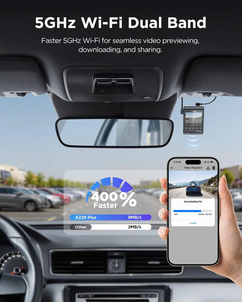 A229 Plus Dual Dash Cam Front And Rear With STARVIS 2 Sensors HDR 2 Channel 1440P Front And 1440P Rear Video 5GHz WiFi setup