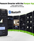 Bluetooth Laser Distance Meter 200 Feet With App Control display showing measurement and app interface features