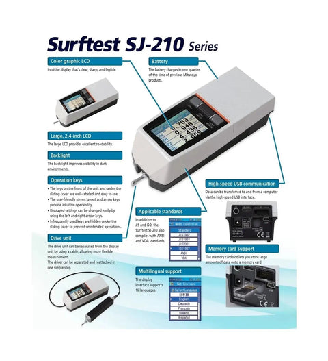 Portable Surface Roughness Tester Featuring Slick 2.4 Inch Color LCD Panel And Backlit Screen highlighted with features and design details.