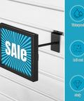 6 Pack Black Rectangular Faceout Sign Holders For Slatwall And Gridwall Displays 7W By 5.5H Durable Price Tag And Information Signage