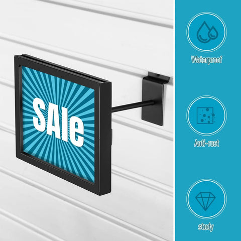 6 Pack Black Rectangular Faceout Sign Holders For Slatwall And Gridwall Displays 7W By 5.5H Durable Price Tag And Information Signage