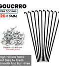 12G Steel Bike Spokes For Electric Bicycles And E-Bikes, Heavy Duty 2.5Mm Gauge, Black, With Nipples, 20-Pack
