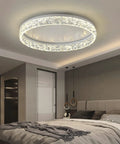 LED Flush Mount Ceiling Light Fixture For Bedroom, Living Room, And Dining Room, Dimmable White Modern Lamp in bedroom setting