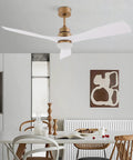 Ceiling Fan Light 48 Inch with Remote 6 Speeds 3000-6500K for Bedroom in modern dining room with gold finish.