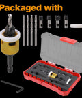 Carbide Tipped Countersink Drill Bit Set, 5 Pack With Low Friction Depth Stop and Quick Change One Quarter Inch Hex Shank