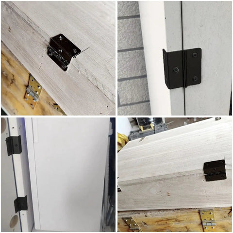 Set Of Four Sweet Vintage Half Surface Hinges For Cabinets And Doors Heavy Duty Rust Proof Steel Hardware With Silky Smooth Action Fast Easy Diy Mounting For Furniture Builds on various wooden surfaces.