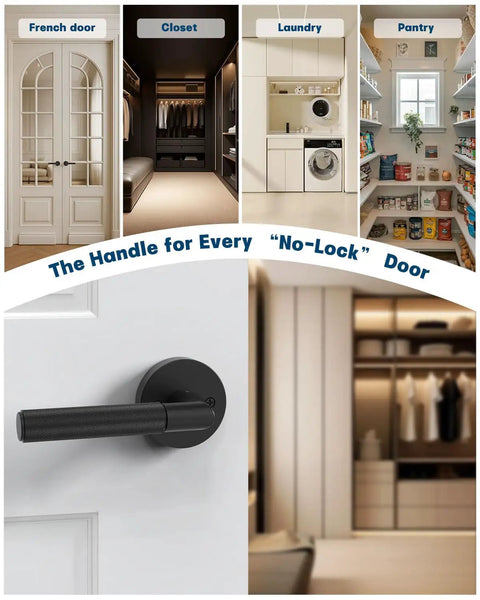 Matte Black Dummy Interior Door Handle Set Two Pack For Non Latching Doors Easy One Sided Install No Fuss Modern Interior Door Hardware For Home Improvement And Quick Upgrades on French door and closet