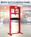 20 Ton Hydraulic Shop Press With H Frame 7 Position Adjustable Height Movable Plates Dust Cover And Auto Relief Valve For Safe Heavy Lifting In Garage Or Pro Workshop Red