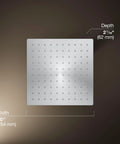 Honesty 10-Inch Rain Showerhead, Single Function, 2.5 GPM, Polished Chrome, square design, dimensions shown