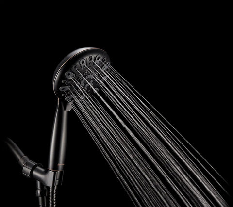 Six Settings Handheld Shower Head With Rain And Massage Modes, High Pressure Shower Head in use, brushed nickel finish
