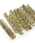 Bronze 65mm Long Folding Hinge Set For Wooden Boxes And Cabinets, 20 Pcs 180 Degree Hinges With Screws, Iron Construction, Polished Finish