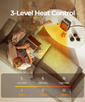 Compact 1500W Space Heater For Indoor Use With Thermostat Ceramic Portable Heater With Three Heating Levels and Tip Over Protection displayed on a table.
