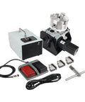 Built Tough Cnc 4Th Axis Rotary Table With Rock Solid 98Mm Center Height And No Fuss Speed Control Box Plus Heavy Duty 10To1 Reduction 3Jaw 80Mm Chuck Setup For Flawless Engraving And Marking Projects with control box and accessories.