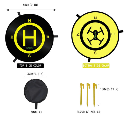 All Weather 21 Inch Drone Landing Pad With Quick Fold Double Sided Universal Parking Apron For RC Drones And Helis