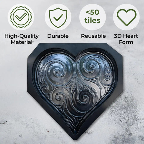 Heart Shaped Concrete Pathmaker Mold for DIY Garden Walkway Pavers and Stepping Stones ABS 2mm Durable Cement Mold
