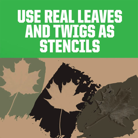 Specialty Camouflage Paint Quart Flat Army Green Water Based showing leaf stenciling techniques